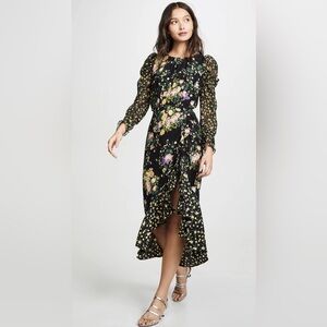 For Love & Lemons Ross Ruffle midi Dress in October Floral print | Sz Large